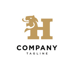 Letter H Lion Elegant Logo icon vector template