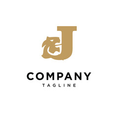 Letter J Lion Elegant Logo icon vector template
