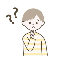 疑問を感じる男の子のイラスト