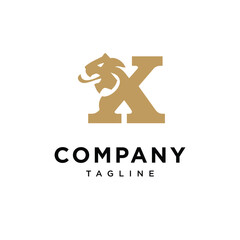 Letter X Lion Elegant Logo icon vector template