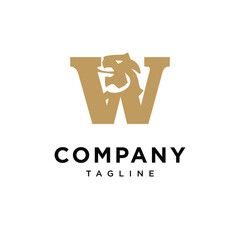 Letter W Lion Elegant Logo icon vector template