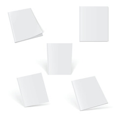 Set of white blank books arranged in a circular pattern. Vector