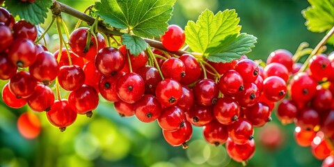 Fototapeta premium Close-up of Bright Red Currants on branches 