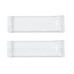 Two white, blank rectangular packaging wrappers placed vertically and horizontally. Vector