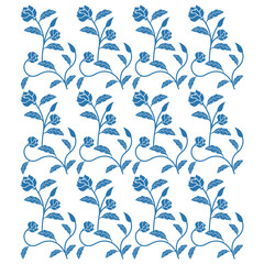 DECORATIVE ART FLORAL 76 BOTANICAL BLUE PATTERN ARTWORK