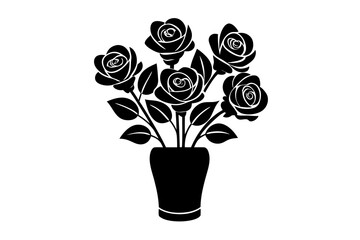 Rose floral bunches icon silhouette vector