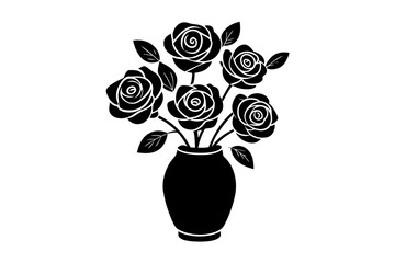 Rose floral bunches icon silhouette vector
