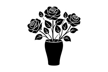 Rose floral bunches icon silhouette vector