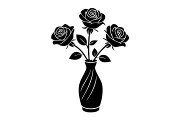 Rose floral bunches icon silhouette vector