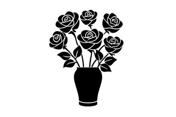 Rose floral bunches icon silhouette vector