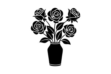 Rose floral bunches icon silhouette vector