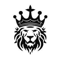 Royal Lion King  Silhouette  logo isolated on white background