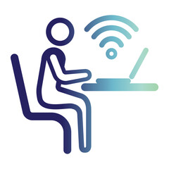 Technology information icon on line gradient style. internet setting, internet connection icon.