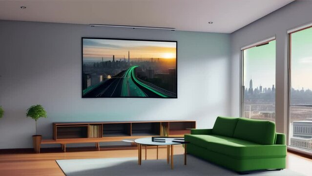 modern living room with LCD ,generative ai