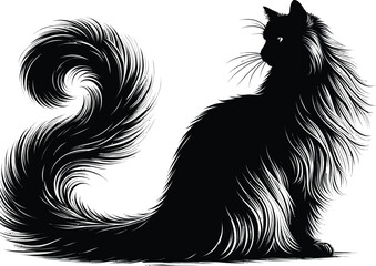 Flat design Cat silhouette vector illustration on a white background