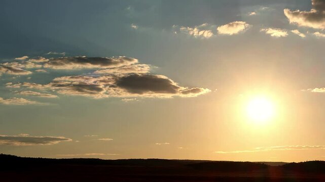 South African grasslands sunset, majestic, time lapse with moving clouds