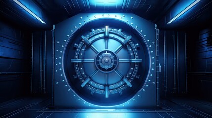 Cyber data vault door opening, ideal for data protection and privacy technology promotions or secure storage solutions