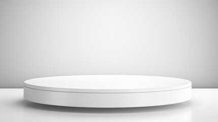 Elegant and clean round white podium for displaying gourmet food products, isolated background
