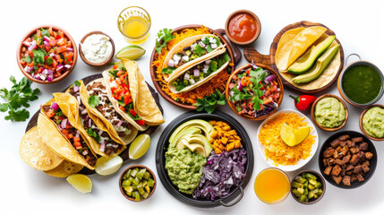 Fototapeta premium Delicious Mexican food is isolated on a white background.