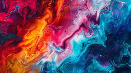 colorful mix of flowing paint. mixed. on canvas texture cloth. abstract background Artwork, digital painting