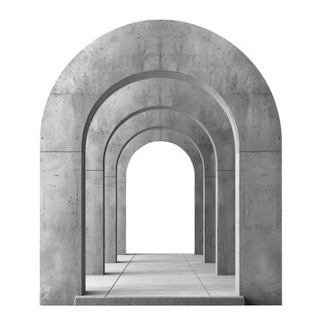 recommend clip art: Grey concrete archway with multiple arches in a row creating a tunnel-like effect transparent background clipart