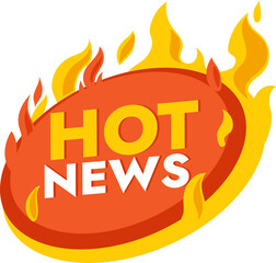 Hot news badge design on fire