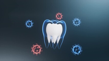 3D rendering tooth virus protection animation