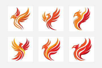 flying bird logo set vector art illustration