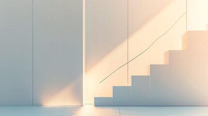 Market growth represented by a rising line graph on a minimalist, neutral backdrop.