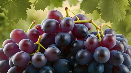 purple grapes fruit with leaves