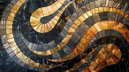 Fototapeta premium Luxurious mosaic artwork, shiny pieces arranged with exactness and detail, creating an elegant and sophisticated pattern