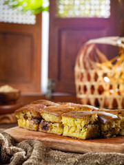 A close-up of a traditional Indonesian snack called 