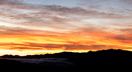 colorful dramatic sky with cloud at sunset