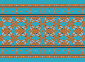 Embroidery Cross Stitch. Ethnic Patterns. Pixel Horizontal Seamless Vector. Geometric Ethnic Indian pattern. Native Ethnic pattern. Cross Stitch Border.

