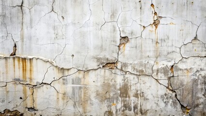 Fototapeta premium Weathered Whitewash Wall Texture With Cracks And Stains