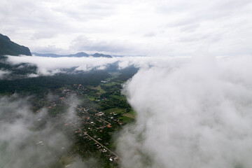 Landscape of Morning Mist with Mountain Layer