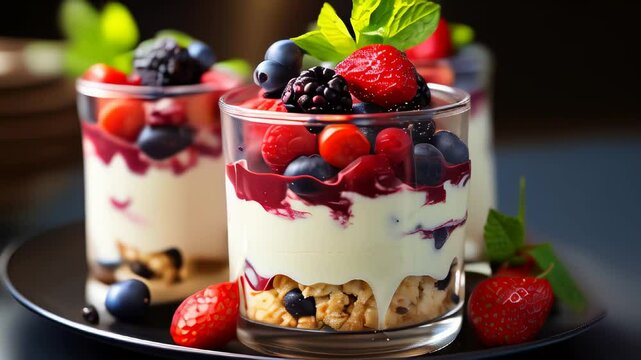 Berry parfaits with yogurt and granola