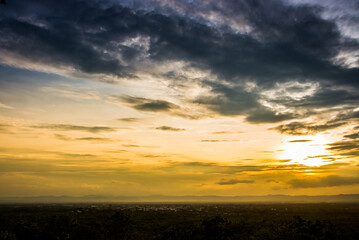colorful dramatic sky with cloud at sunset.
