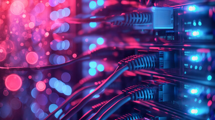 Close-up of server wires