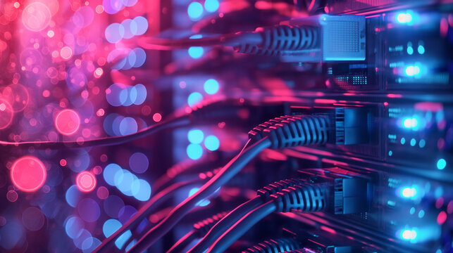 Close-up of server wires