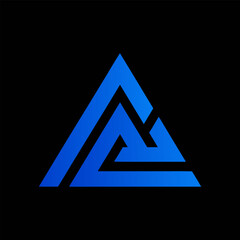 Creative triangle letter A, tech logo