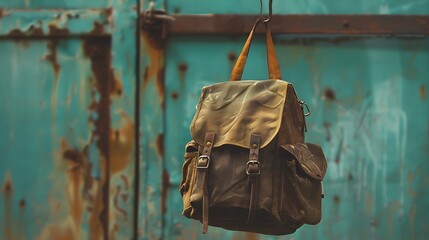 A student's backpack hanging on a hook