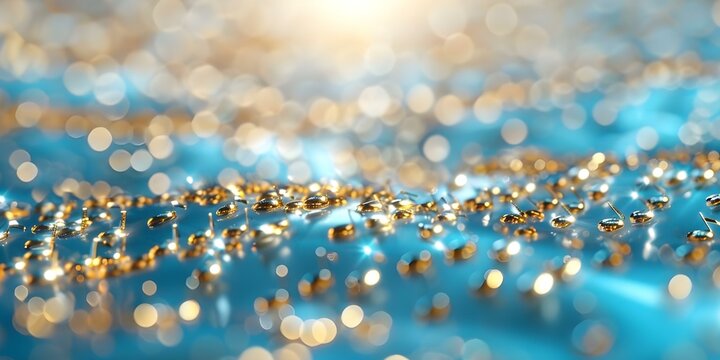 Harmonious Blend of Blue and Gold Musical Notes in an Abstract Setting. Concept Music, Abstract Art, Blue and Gold, Harmonious Blend, Musical Notes