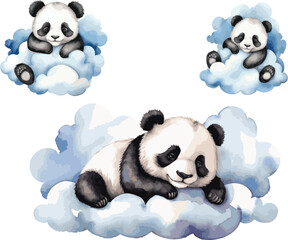 "Watercolor Style Panda and Clouds Vector Art: Soft and Whimsical Designs" © ArtisticVectors