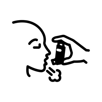 person using inhaler black outline clip art preview