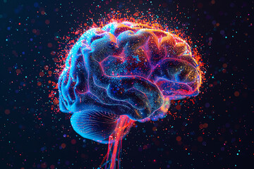 Brain graphic made of particles