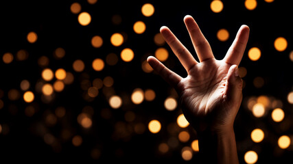 human hand emerges from the darkness