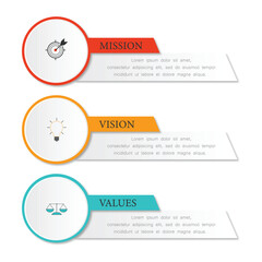 mission,vision,values,graphic design template.with 3 option.