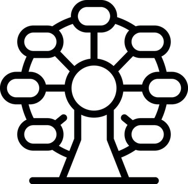 recommend clip art: Simple line art icon of a ferris wheel representing amusement parks and summer fun