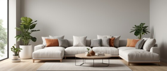 Modern Living Room with Minimalist Decor and Cozy Sofa